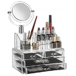 Trade Shop Traesio-organizzatore Porta Cosmetici Make Up Specchio Espositore Organizer 16 Comparti -