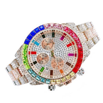 Trade Shop Traesio-orologio Polso Unisex Quarzo Acciaio Diamond Strass Silver Rosa Ghiera Colorata -