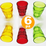 Trade Shop Traesio-set 6 Bicchieri Costa Sweet Colorati Vetro Bevanda Caffe Liquore Chupitos Shot -