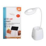 Trade Shop Traesio-lampada Da Tavolo Scrivania Con Portapenne 16 Led Collo Flessibile E Girevole -