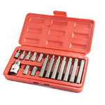 Trade Shop Traesio-kit Set Inserti Chiavi Bussole Torx 15 Pz Hex 1/2" H10 Professionale 15 Pz Torx -