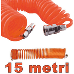 Trade Shop Traesio-tubo Aria Compressa Flessibile Per Compressore 15 Metri Raccordo Spirale -