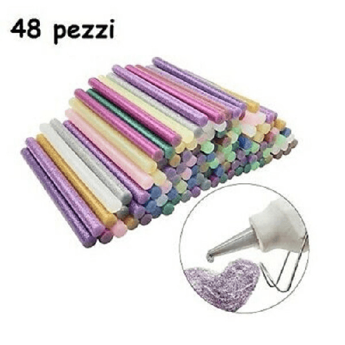 Trade Shop Traesio-48 Stick Colla A Caldo Glitter Ricarica Per Pistola Lunga 18 Cm Diametro 11 Mm -