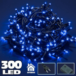 Trade Shop Traesio-catena Luminosa 300 Luci Led Lucciole Blu Con Controller 8 Funzioni Interno -