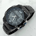 Trade Shop Traesio-orologio Da Polso Zcc Uomo In Acciaio Dual Time Resistente All'acqua Wr30m Nero -