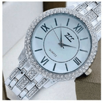 Trade Shop Traesio-orologio Polso Zcc 13 Donna Quarzo Acciaio Brillantini Moda Silver Fondo Bianco -