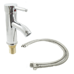 Trade Shop Traesio-miscelatore Rubinetto Collo Lungo Monocomando Lavabo Bagno Tondo Cromato -