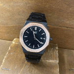 Trade Shop Traesio-orologio Da Polso Zcc Uomo Al Quarzo Data Elegante Nero Rose Gold Fondo Nero -