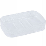 Trade Shop Traesio-porta Sapone In Vetro Rettangolare Da Appoggio Bagno Vasca Doccia 8.5x13x2.5 Cm -