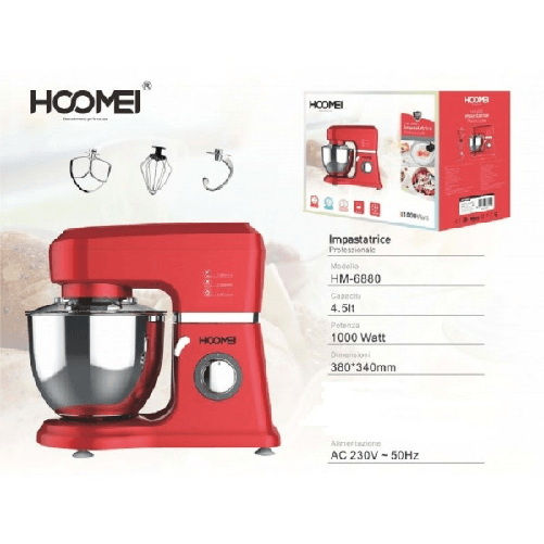 Trade Shop Traesio-impastatrice Planetaria Professionale Acciaio Inox Per 4.5l Da 1000w 6 Velocità -
