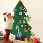 Trade Shop Traesio-albero Di Natale Per Bambini In Feltro Da Parete Con 26 Addobbi Natalizi 110cm -