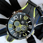 Trade Shop Traesio-orologio Polso Zcc Uomo Analogico Digitale Dual Time Sveglia Sport Giallo Nero -