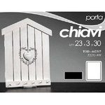 Trade Shop Traesio-portachiavi Da Parete Forma Casetta In Legno Bianco Con Cuore Stile Shabby Chic -