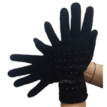 Trade Shop Traesio-guanti Tessuto Cotone Donna Nero Fiocco Glitter Taglia 8 1/2 Gloves Fodera -