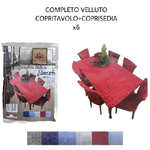 Trade Shop Traesio-set Copritavolo E Coprisedia In Velluto Copertura Schienale Sedia E Tavolo X6 -