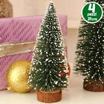 Trade Shop Traesio-set 4 Alberelli Innevati Mini Albero Natale 31cm Decorazioni Addobbi Natalizi -