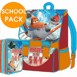 Trade Shop Traesio-kit Scuola School Pack Zaino Estensibile + Astuccio 3 Zip Disney Planes -