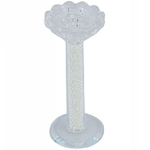 Trade Shop Traesio-porta Candela Vetro Perle Candeliere Idea Regalo Bomboniera Cristallo 14x5.8 Cm -