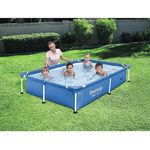 Trade Shop Traesio-piscina Con Bordi Rettangolare 1200 Lt Fuori Terra Steel Pro 221x150x43cm 56401 -