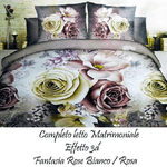 Trade Shop Traesio-completo Letto 3d Lenzuola Matrimoniale Sotto Sopra Copricuscini Rose Colorate -