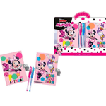 Trade Shop Traesio-set Diari Segreti Minnie Disney Con Lucchetto Chiavi Penne Glitterate Colorate -