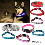 Trade Shop Traesio-collare Per Cane Cani A Led Luminoso Sicurezza Led Notturno Clip Fantasia Tg.l -