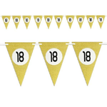 Trade Shop Traesio-bandierine Festa Compleanno Anniversari Set 10pz Triangolari Festone Oro 18 Anni -