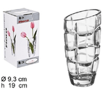 Trade Shop Traesio-vaso Flora 19cm Diametro 9,3 Cristallo Trasparente Vetro Portafiori Portapianta -