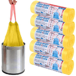 Trade Shop Traesio-5 Rotoli Sacchetti Buste Spazzatura Profumati 45lt 50x60 Con Manici Giallo 100pz -