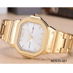 Trade Shop Traesio-orologio Da Polso Longbo 80703g Uomo Quarzo Data Analogico Acciaio Dorato Bianco -