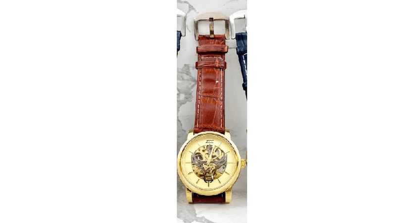 Trade Shop Traesio orologio Polso Zcc Bull Transp Uomo Automatico Cinturino Pelle Marrone Fondo Oro PagineGialle Shop