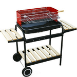 Trade Shop Traesio-barbecue Trolley A Carbonella In Metallo E Legno Bbq Braciere Portatile Ripiani -