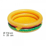 Trade Shop Traesio-piscina Rotonda Gonfiabile Fuoriterra Hamburger Bambini Giardino 2 Anelli 114 Cm -