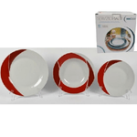 Trade Shop Traesio-set 18 Piatti Di Ceramica Piani Fondi Frutta Piatto Da Portata Linea Luna Rossa -