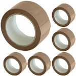 Trade Shop Traesio-set 6 Nastri Adesivi Avana 50 Mm X 66 Mt Con Etichetta Nastro Imballaggi Marrone -