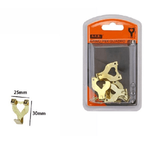 Trade Shop Traesio-set 4 Ganci Dorati Per Quadri Quadro Cornici Appendere Parete Cuore 30x25mm 07526 -