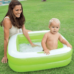 Trade Shop Traesio-piscina Gonfiabile Per Bambini Baby Quadrata 2 Anelli Verde 85 X 85 X 23 Cm -