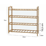 Trade Shop Traesio-scarpiera Porta Scarpe 4 Ripiani Piani Legno Bamboo Bambu Scaffale Mobile 69413 -