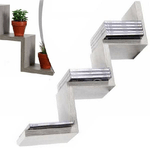 Trade Shop Traesio-mensola Parete Moderna Design Zig Zag Mensole Muro Scaffale 3 Ripiani Bianco -