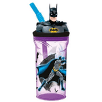 Trade Shop Traesio-bicchiere Con Cannuccia Integrata Batman In 3d Capienza 360 Ml Per Bambini -