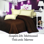 Trade Shop Traesio-completo Letto Lenzuola Matrimoniale Con Copri Cuscini Tinta Unita Marrone -