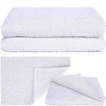 Trade Shop Traesio-set 3 Asciugami Telo Doccia Bagno Per Hotel Albergo Bianco 100% Cotone 100x150cm -