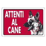 Trade Shop Traesio-cartello Attenti Al Cane Rosso Segnaletica 10x20cm Avvertimento Land 82191 -