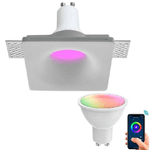 Trade Shop Traesio-faretto Smart Gesso Led Gu10 Wifi Incasso Quadrato Scomparsa Rgb Cct Alexa Google -