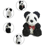 Trade Shop Traesio-orsacchiotto Orsetto Panda Di Rose Con Fiori Rose Da 25cm Colore Bianco E Nero -