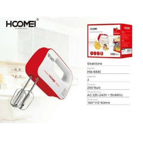 Trade Shop Traesio-sbattitore Elettrico Frullatore Impastatore 3 Velocita' 200 Watt Hoomei Hm-6840 -