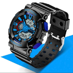 Trade Shop Traesio-orologio Sportivo Sanda Uomo Resistente Acqua Cronografo Sveglia Nero Blu -