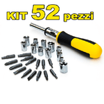 Trade Shop Traesio-serie Cacciaviti Multibit Cacciavite A Cricchetto Con 52 Inserti Chrome Vanadium -