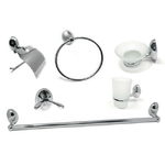 Cleafe-set Bagno Moderno Acciaio Cromato Vetro Satinato 6pz Porta Rotolo Sapone 52918 -