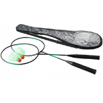 Trade Shop Traesio-set 2 Racchette + 2 Palline Volano Badminton Sport Tennis Gioco Con Custodia -